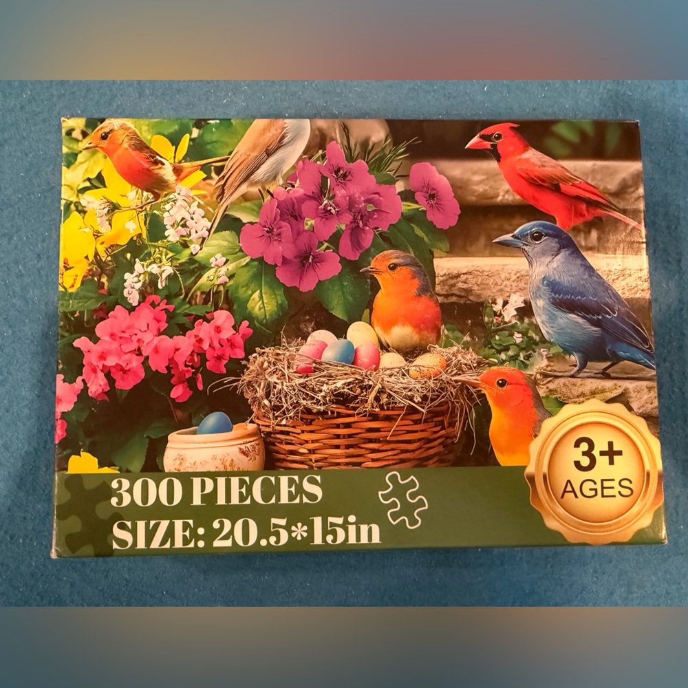 Colorful Bird Puzzle Box Art - 300 Piece Floral Scene